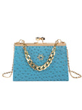 Lake Blue Gold Chain Clutch Bag