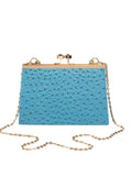 Lake Blue Gold Chain Clutch Bag