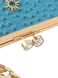Lake Blue Gold Chain Clutch Bag