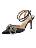 Pointed Toe Bowknot Rhinestone High Heels