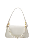 Pearl Chain Imitation Crocodile Leather Shoulder Bag