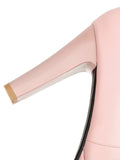 Retro Furry Heart Chunky High Heel Boots