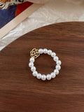 Retro Pearl Flower Alloy Ring