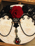 Halloween 3D Rose Flower Lace Necklace