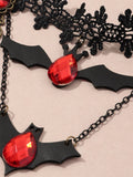 Retro Halloween Lace Bat Necklace