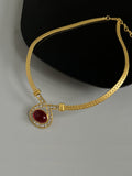 2PCS Gold Glass Rehinestone Alloy Necklace