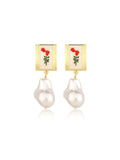 Shaped Pearl Rose Earring