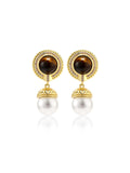Dark Brown Retro Round Pearl Earrings