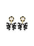 Retro Polka Dots Bow Pearls Earrings