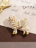 Vintage Golden Pearl Dog Brooch