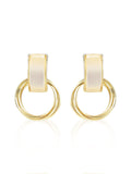 Vintage Alloy Ring Agate Stud Earrings