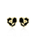 Black Heart Rose Stud Earrings