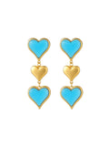 Blue & Gold Heart Dangle Earrings