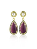 Purple Metal Pearl Gemstone Earrings