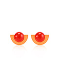 Red Acrylic Vintage Half Circle Earrings