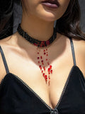 Halloween Gothic Crystal Blood Drop Necklace