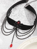 Halloween Gothic Spider Blood Drop Tassel Necklace