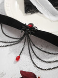 Halloween Gothic Spider Blood Drop Tassel Necklace