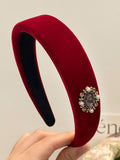 Christmas Solid Velvet Gemstone Hairband