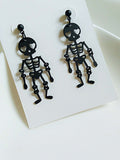 Black Halloween Skeleton Dangle Earrings