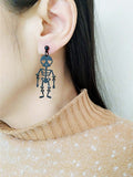 Black Halloween Skeleton Dangle Earrings