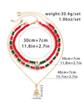 Deep Red Christmas Beaded Layer Necklace
