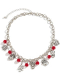 Red Silver Metallic Christmas Elements Necklace