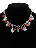 Red Silver Metallic Christmas Elements Necklace