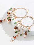 Mushroom Ring Tassel Exaggerated Dangle Earrings