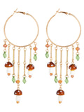 Mushroom Ring Tassel Exaggerated Dangle Earrings