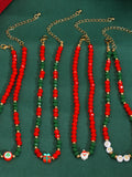 Red & Green Christmas Beaded Necklace