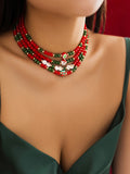 Red & Green Christmas Beaded Necklace