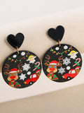 Vintage Christmas Elements Heart Stud Earrings