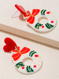 Vintage Christmas Elements Heart Stud Earrings