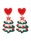 Vintage Christmas Elements Heart Stud Earrings