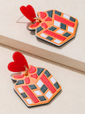 Vintage Christmas Elements Heart Stud Earrings