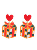 Vintage Christmas Elements Heart Stud Earrings
