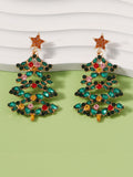 Christmas Tree Alloy Inlaid Diamond Earrings