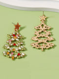 Christmas Tree Alloy Inlaid Diamond Earrings