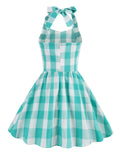 Kids Party 1950s Plaid Halter Swing Girl's Dress