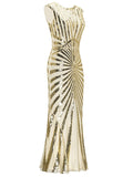 1920s Sequin Art Deco Maxi Dress