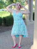 1950s Floral Embroidery Dress