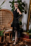 1920s Beaded Fringed Flapper Dress