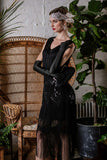 1920s Beaded Fringed Flapper Dress