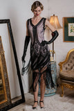 [US Warehouse] Pink 1920s Beaded Fringed Flapper Dress