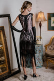 [US Warehouse] Pink 1920s Beaded Fringed Flapper Dress