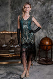 1920s Beaded Fringed Flapper Dress