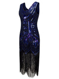 [US Warehouse] Blue 1920s Beaded Fringed Flapper Dresses