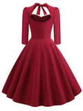 1950s Solid 3/4 Sleeve Dress