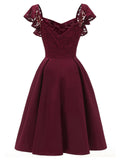 1950S Satin Solid Swing Dress